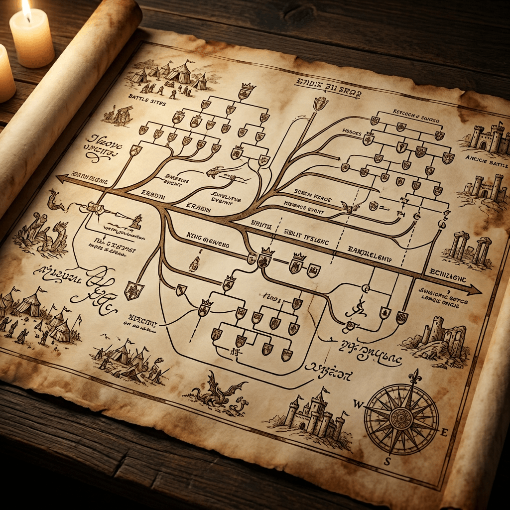 Timeline documents vs Lore bibles vs Quest dependency maps hero illustration